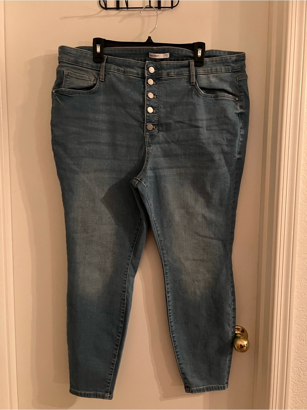 Nine West Women’s 20W High Rise Skinny Jeans Light Wash Button Fly Stretch